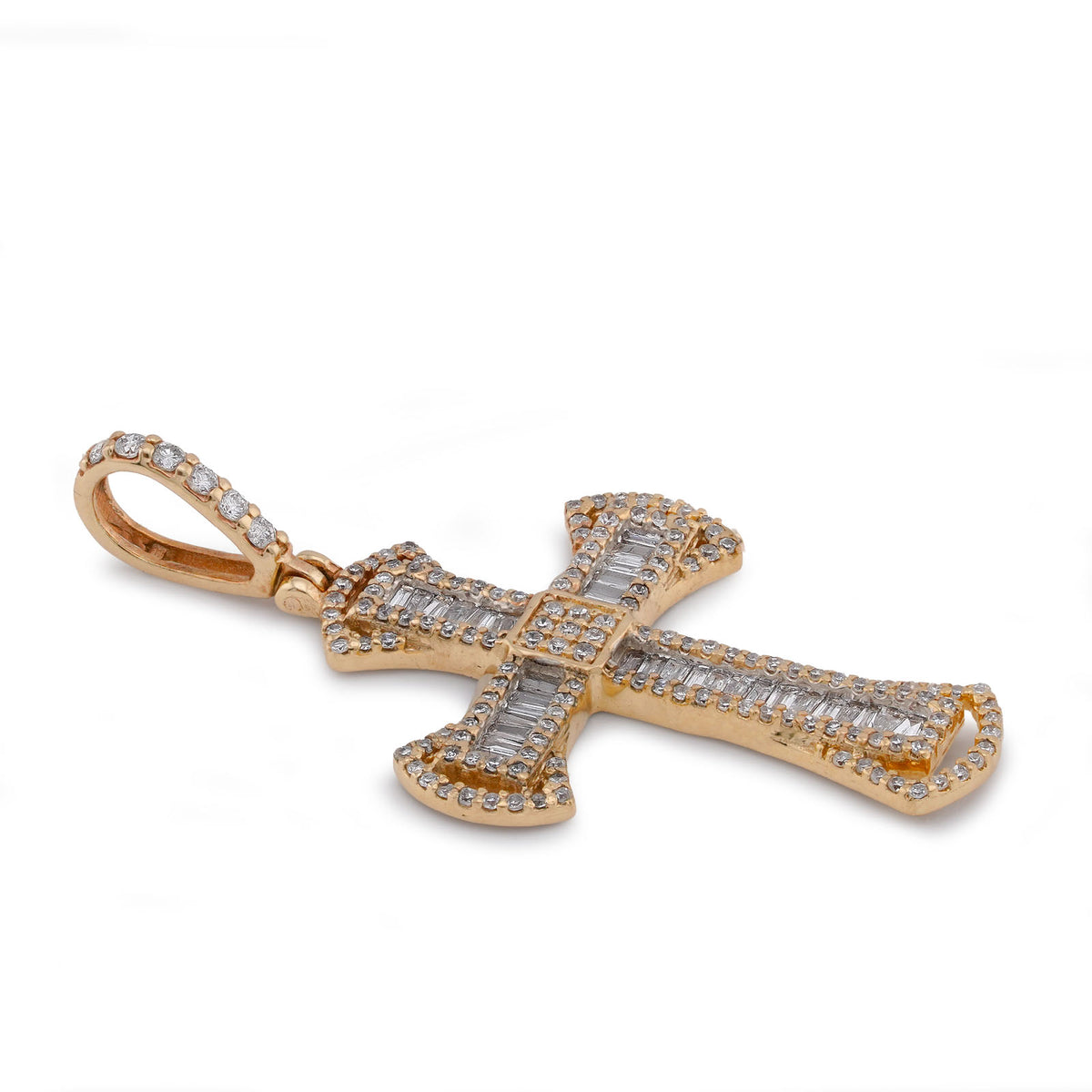 10K Yellow Gold 0.55CT Natural Diamond Small Cross Pendant Men Women Charm — view 9
