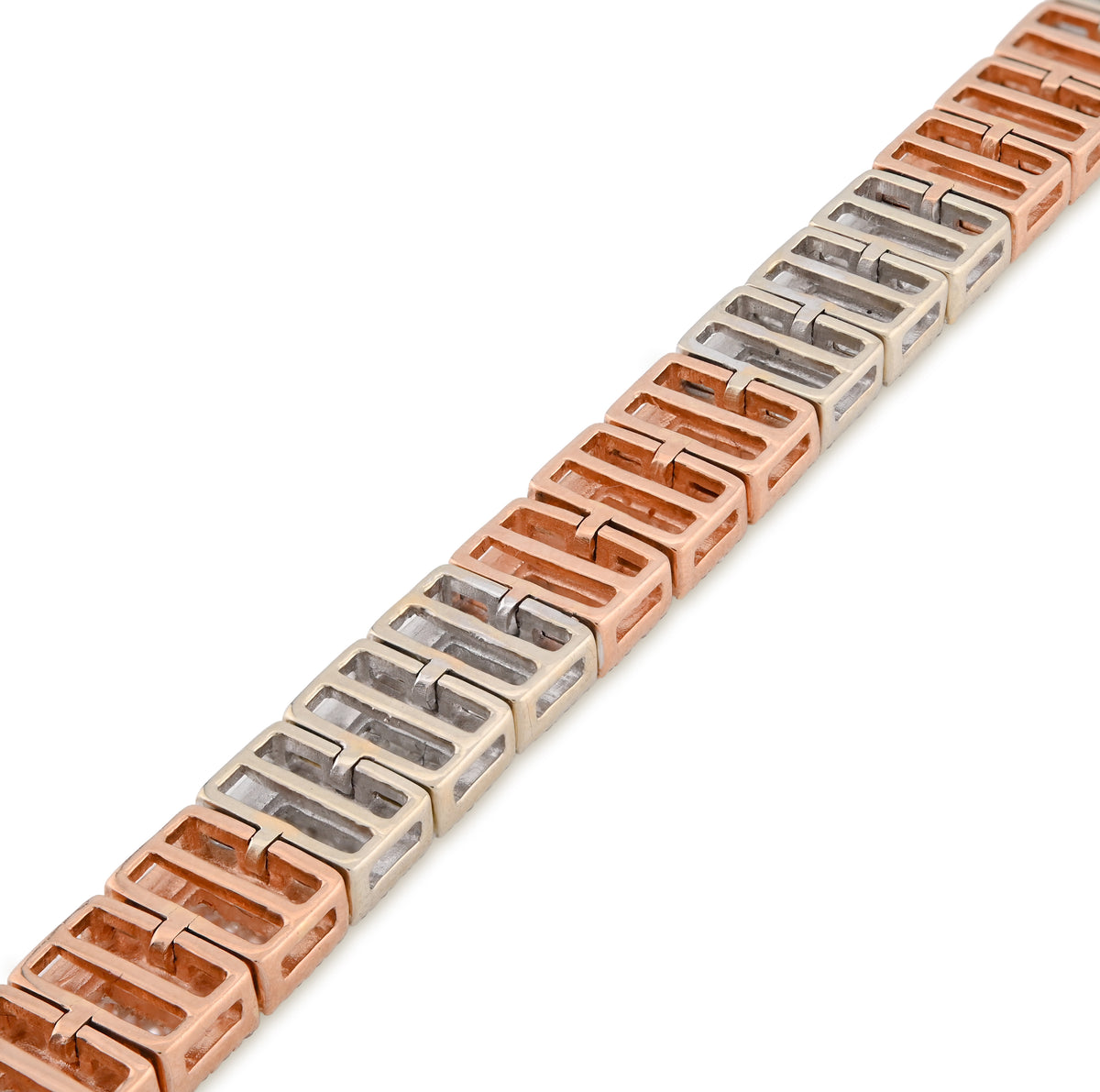 10K Rose/White Gold 2 Tone 4.77CT Natural Baguette/Round Diamond 7MM 8" Tennis Bracelet 23.7g — view 6