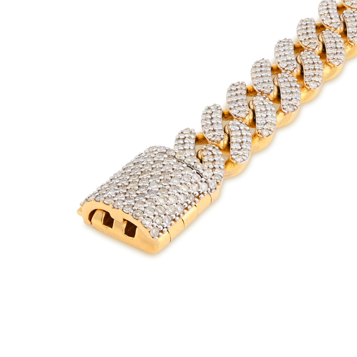 10K Yellow Gold 5.35CT Natural Diamond 10MM Cuban Link 8" Bracelet 35.7g Men Women — view 2