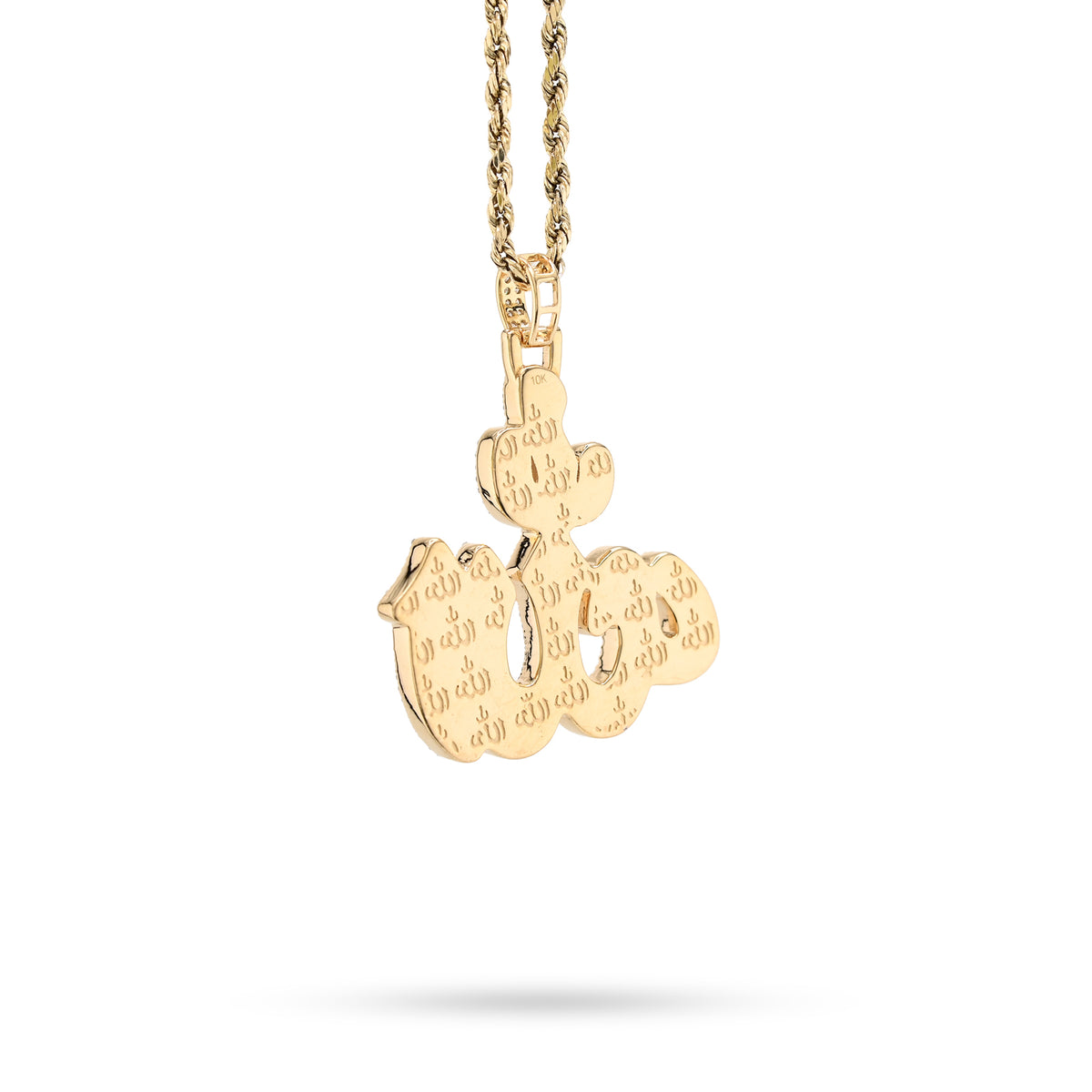 10K Yellow Gold 1.25 CT Natural Diamond Allah Religious Pendant Men Women Charm 1.75" — view 4