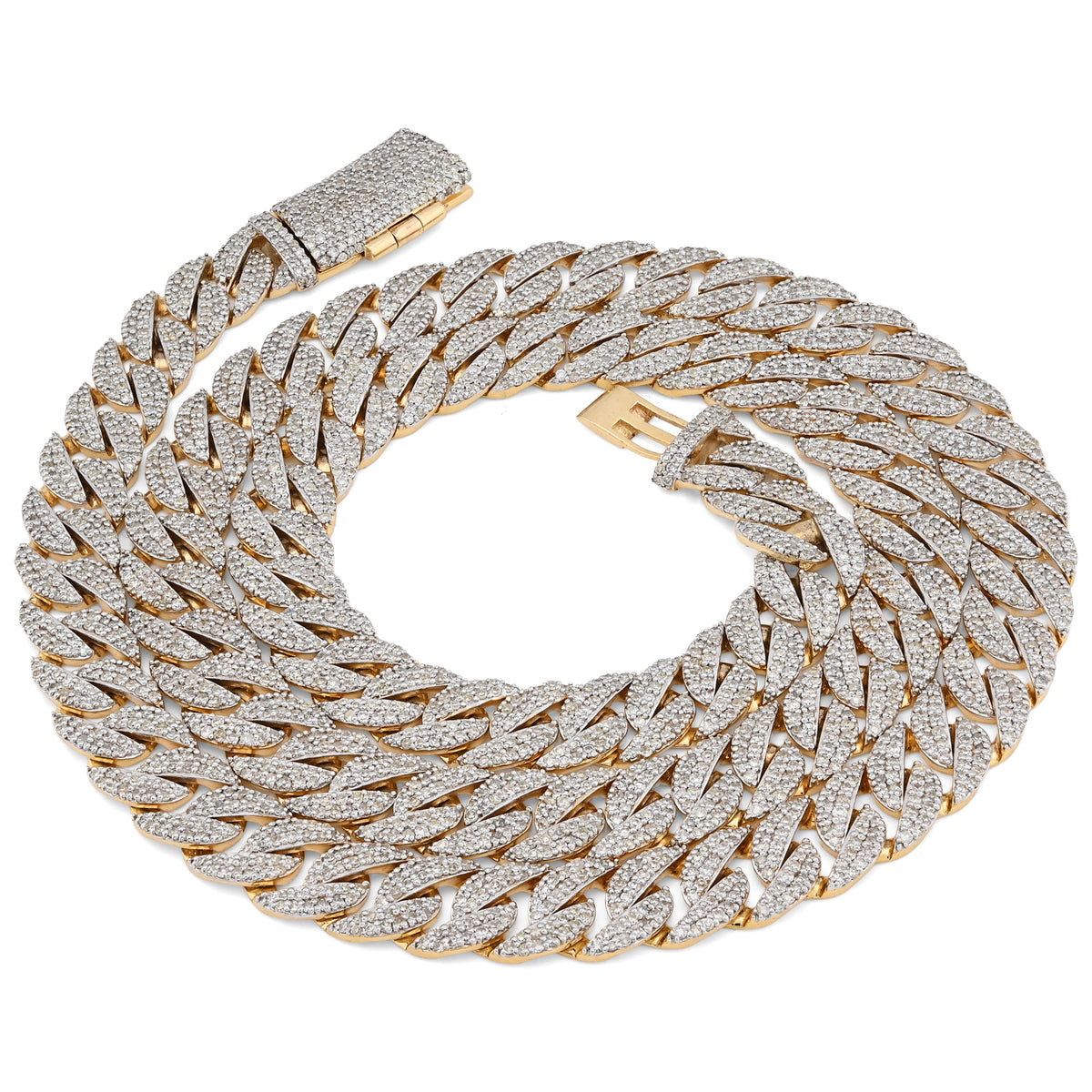 10K Yellow Gold 9 CT Natural Diamond Cuban Link Chain 8 MM Men 20" Necklace — view 7