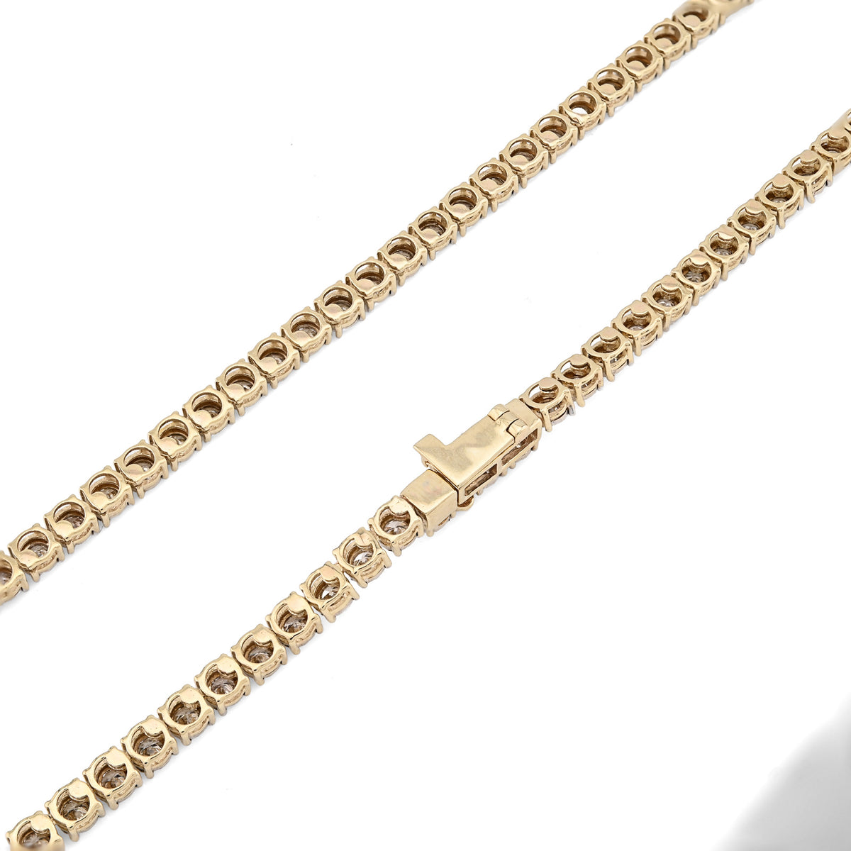 10K Yellow Gold 9.50 CT Natural Diamond Illusion Set Tennis Chain 3 MM 24" Men Necklace — view 3
