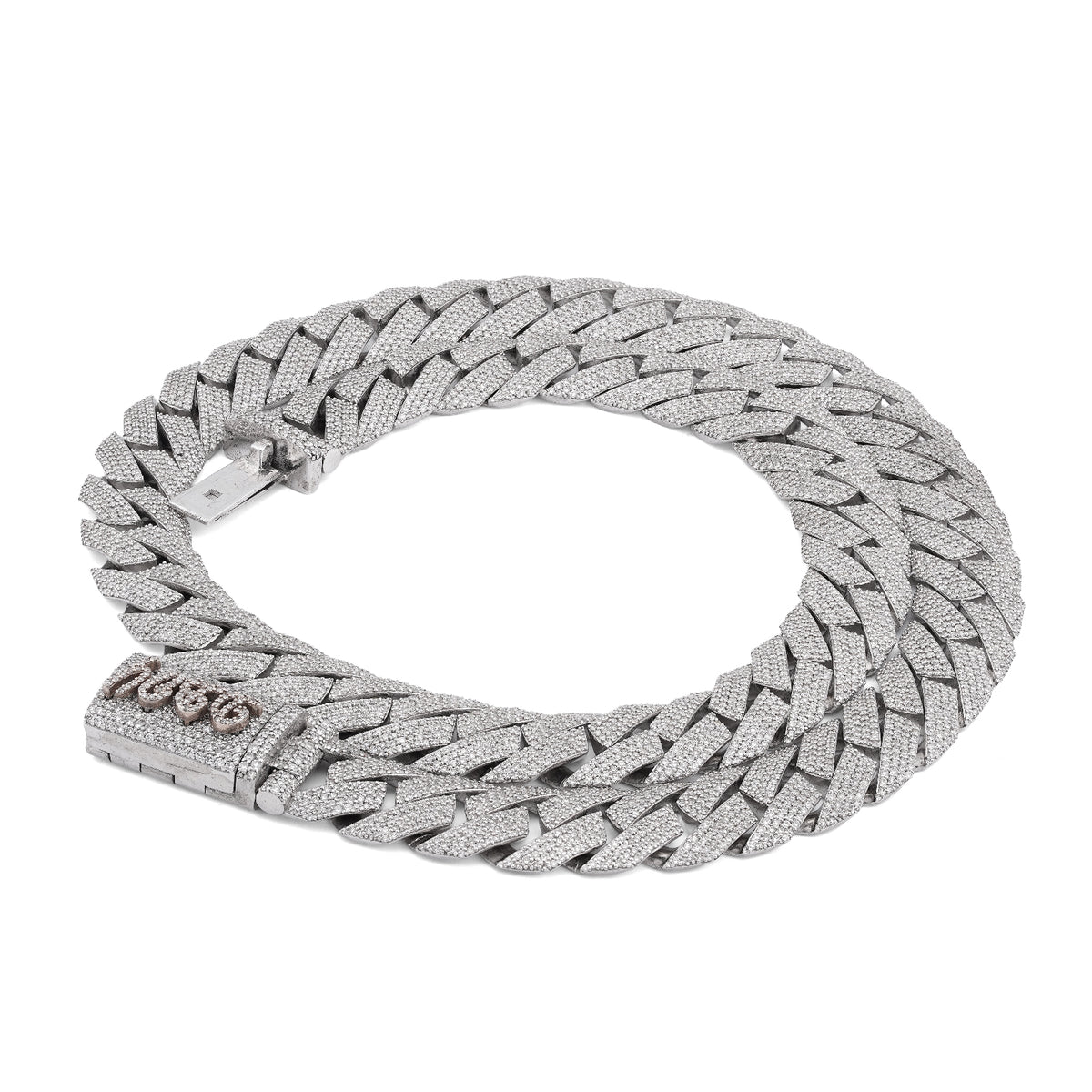 925 SS 15MM Natural Diamond 23CT Snake Cuban Link Chain 24" Men Necklace — view 9