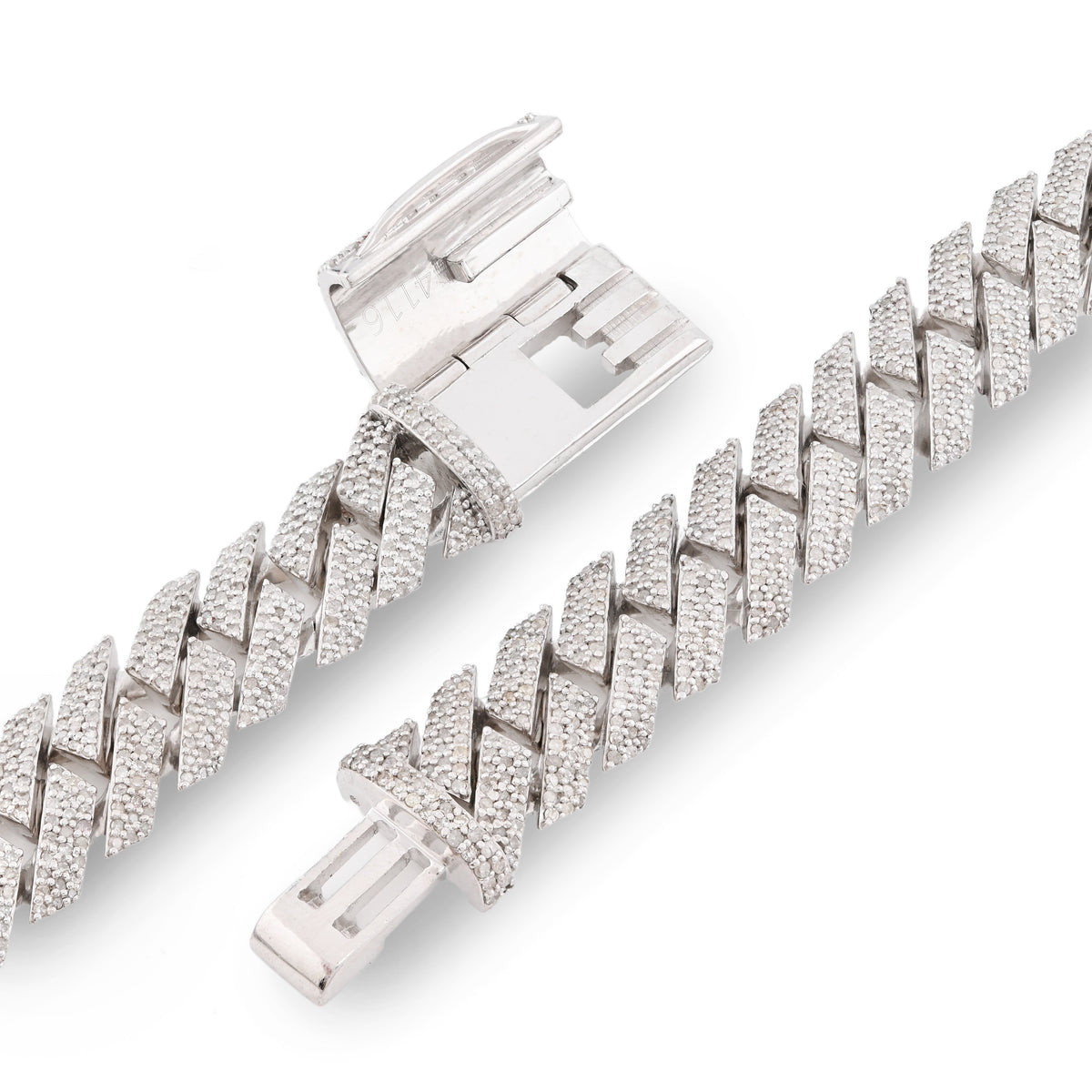 925 Sterling Silver 14.83 CT Natural Diamond 12 MM Snake Cuban Link Necklace 18" Men Chain 96.7 g — view 5