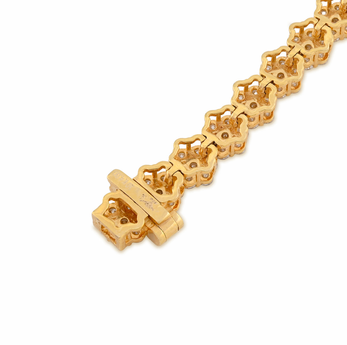 10K Yellow Gold 4CT Natural Diamond Hexagon Shape Cluster Tennis Bracelet 4.4MM 7" Men Women 7.2g  — view 7
