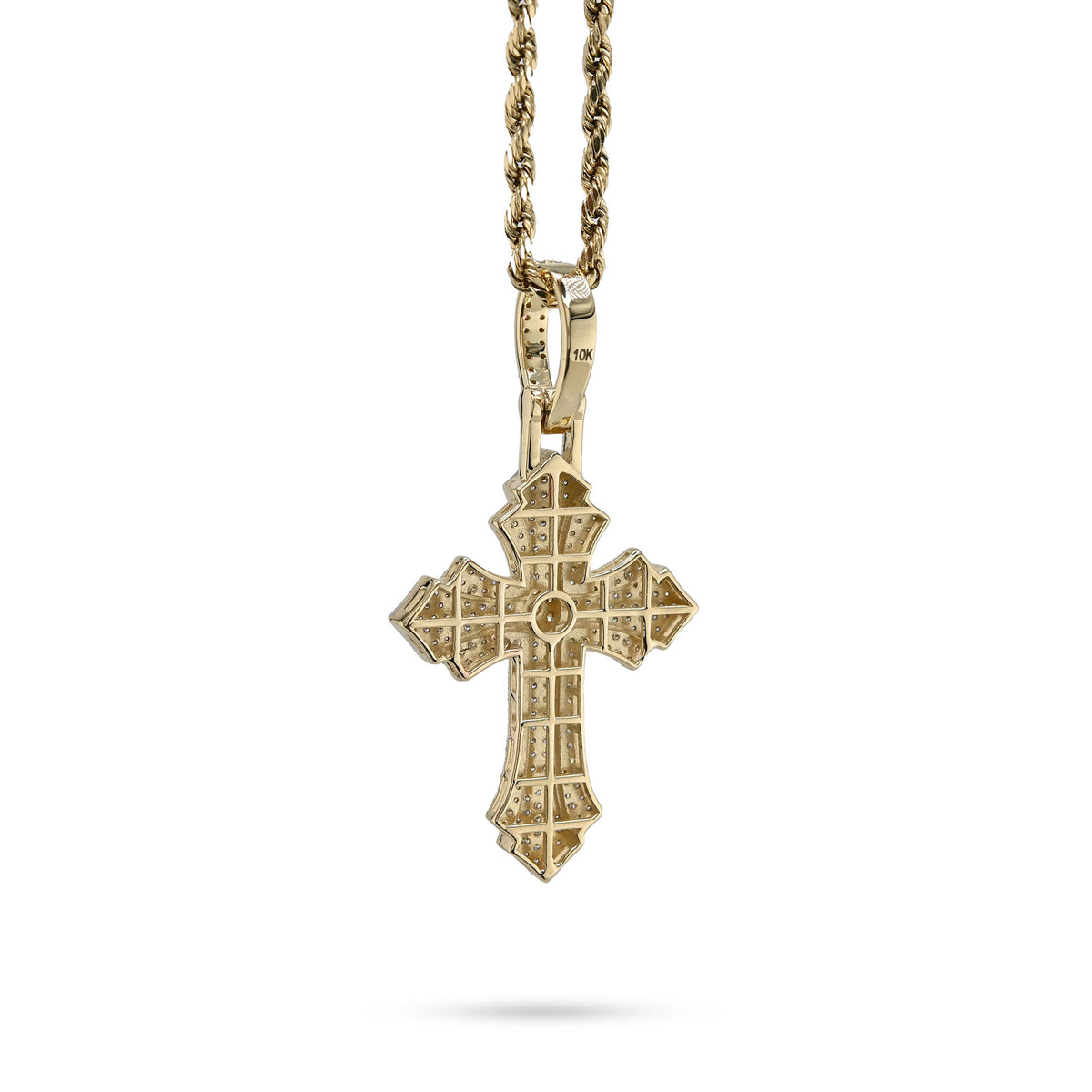 10K Yellow & WHite Gold 2 Tone 0.90CT Natural Diamond Religious Cross Pendant Mens CHarm — view 5