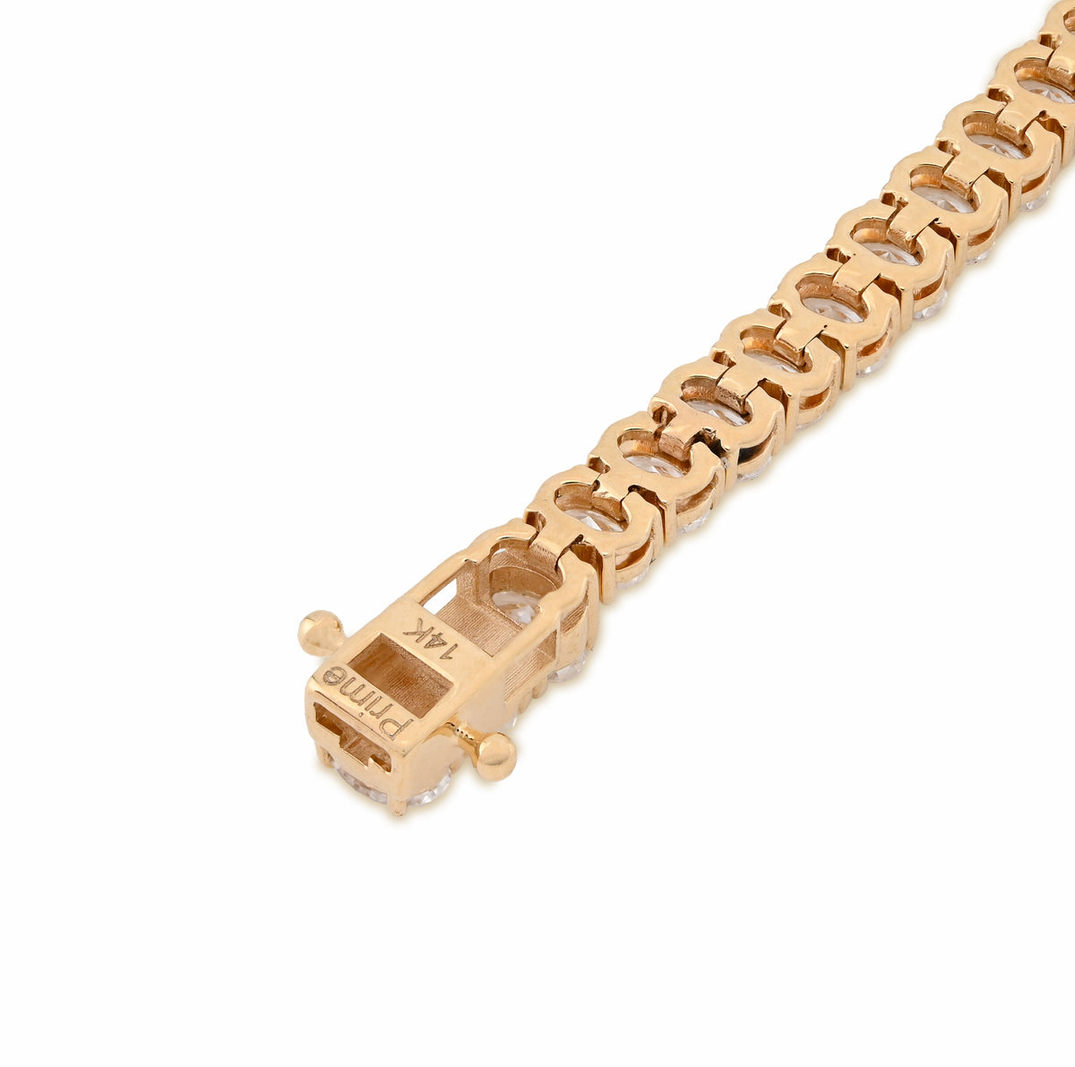 14K Yellow Gold 8.70CT Lab Oval Shape Diamond 7" 10.2g Men Women 4MM Tennis Bracelet — view 7