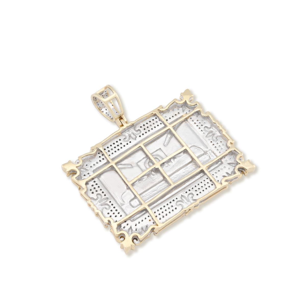 10K Yellow Gold 0.80 CT natural Diamond Last Supper Pendant Rectangular Men Women Charm 41.6 MM 14.7g — view 4