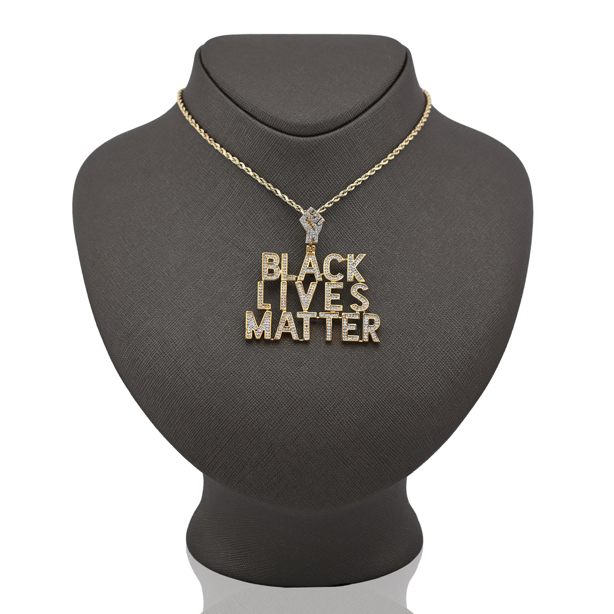 10K Yellow Gold 1.65CT Natural Diamond "BLACK LIVES MATTER" Men Pendant Women — view 3