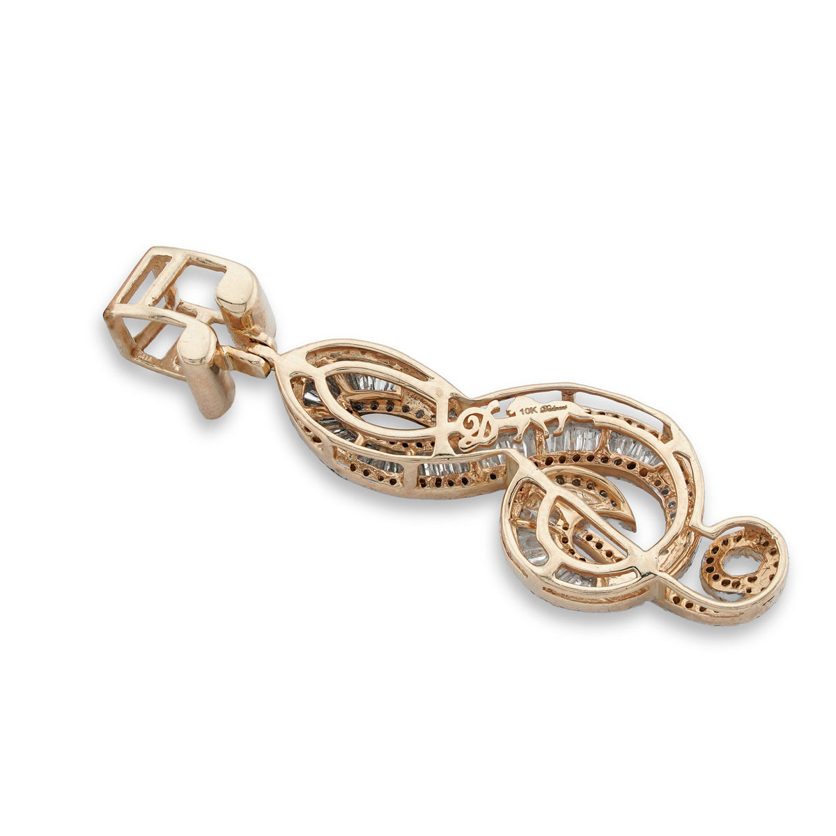 Music Note Pendant 0.9ct Natural Diamond 10K Gold Men Women Charm