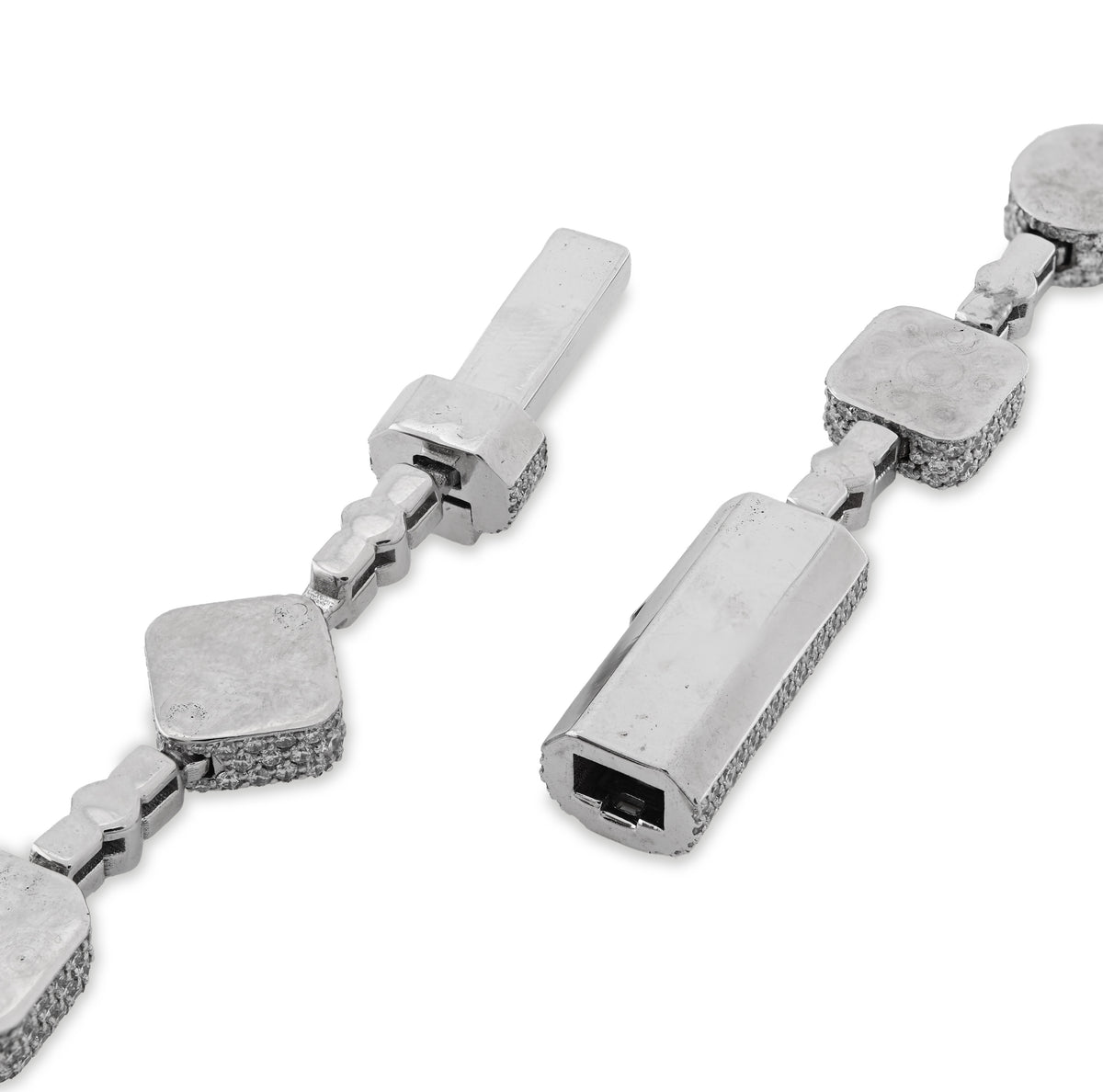 10K White Gold 58.02CT Lab Solitaire Diamond Chain Men Women — view 10