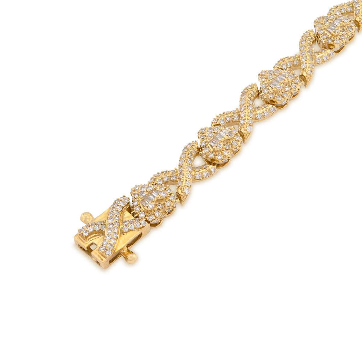 10K Yellow Gold 2.6 CT Natural Diamond Infinity Heart Bracelet 7MM 7.5" Women  — view 3