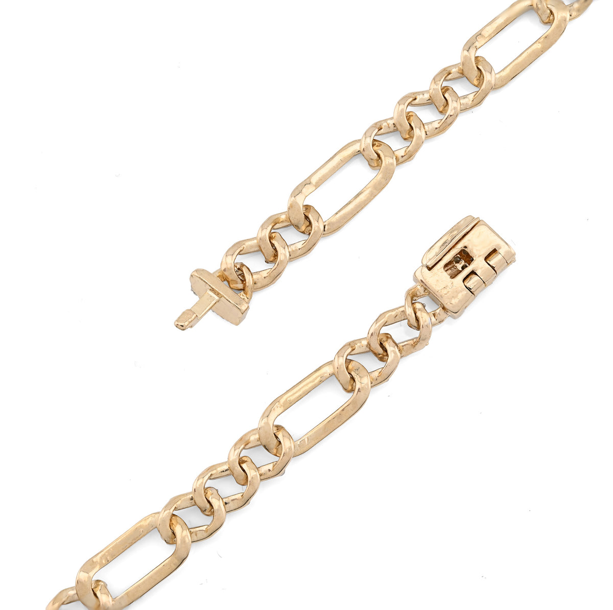 10K Yellow Gold 7.50 CT Natural Diamond 5.5 MM Figaro Chain 20" Men Women Necklace — view 4