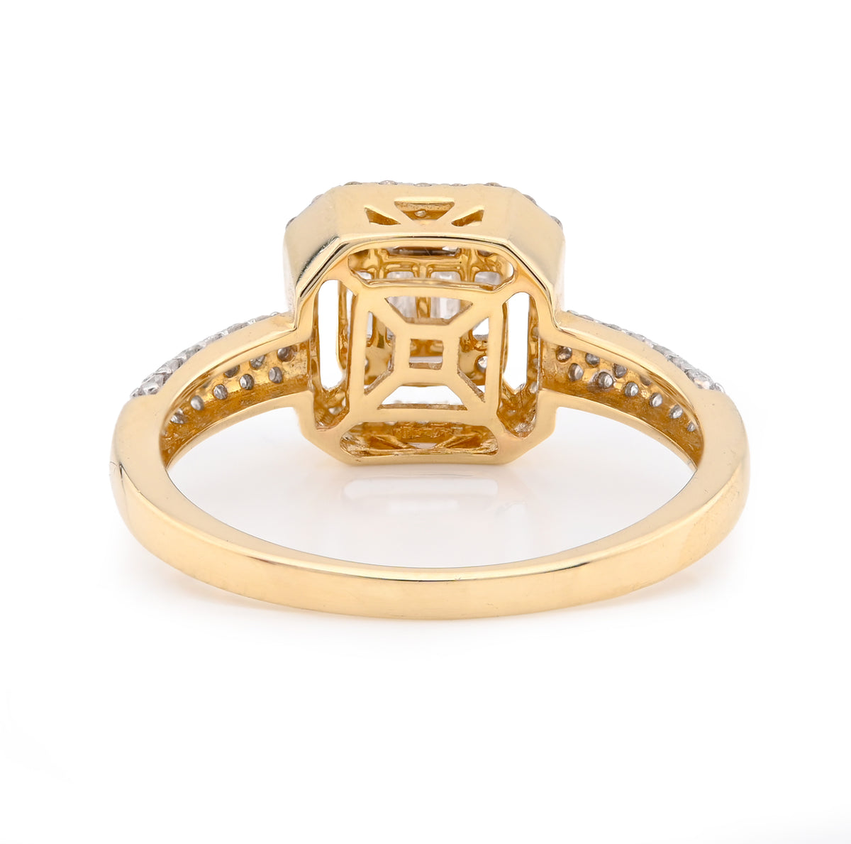 14K Yellow Gold 0.56CT Natural Diamond Round/Baguette Square shape Women Ring — view 5