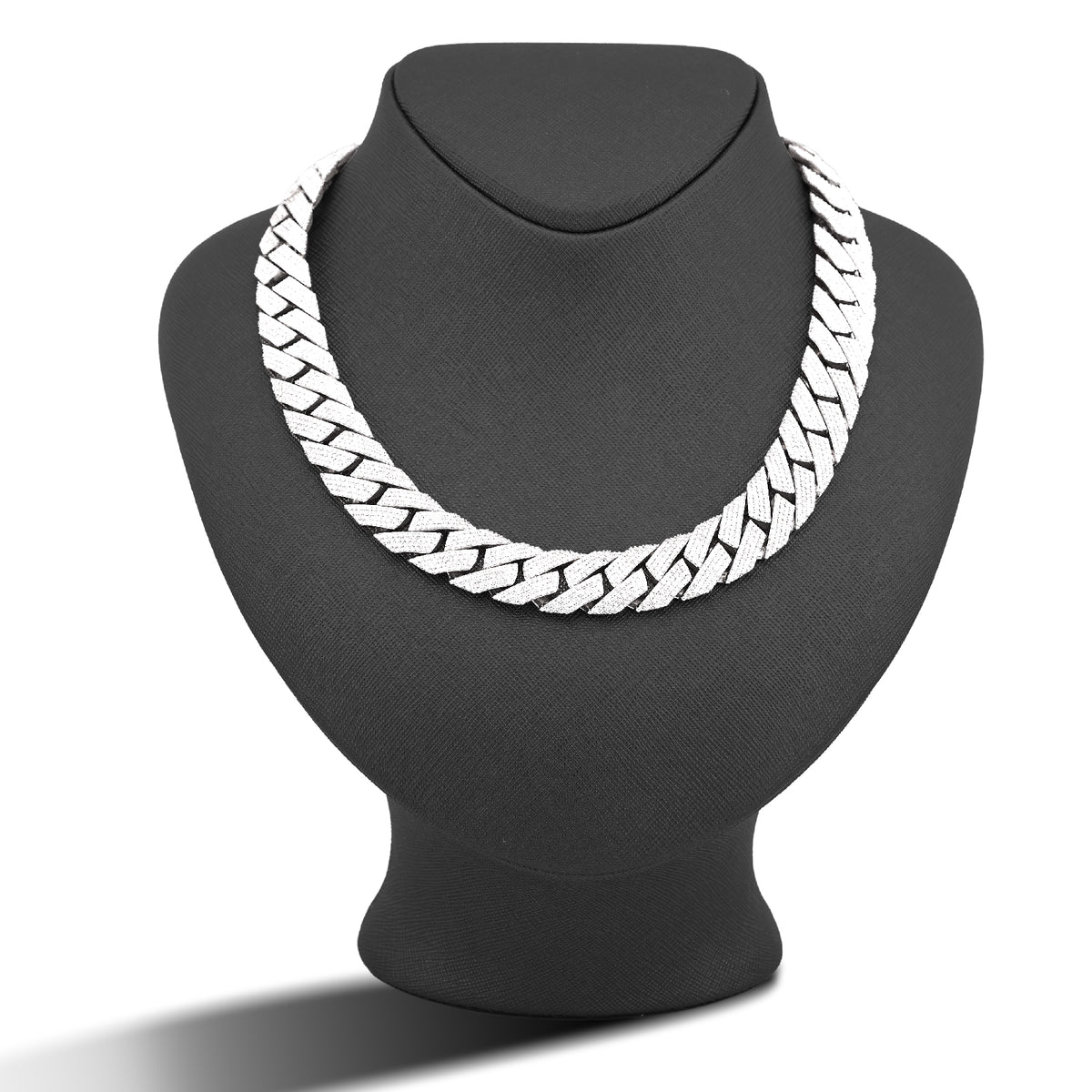 925 SS 15MM Natural Diamond 23CT Snake Cuban Link Chain 24" Men Necklace — view 2