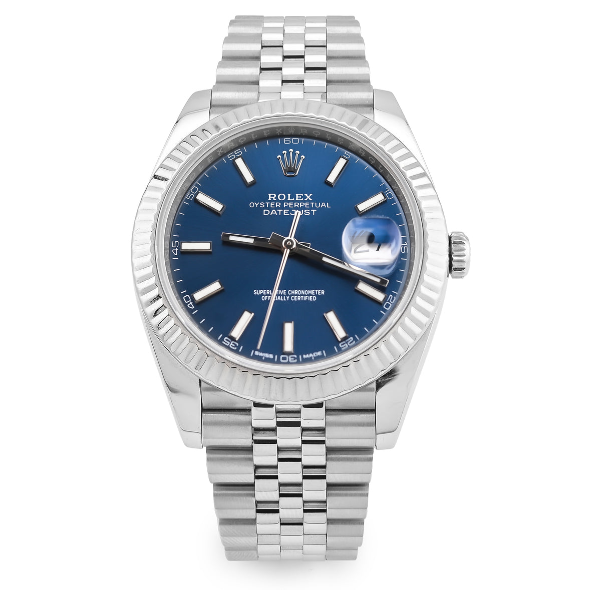 41MM Rolex DJ Stainless Steel Blue Face Jubilee Band  — view 3