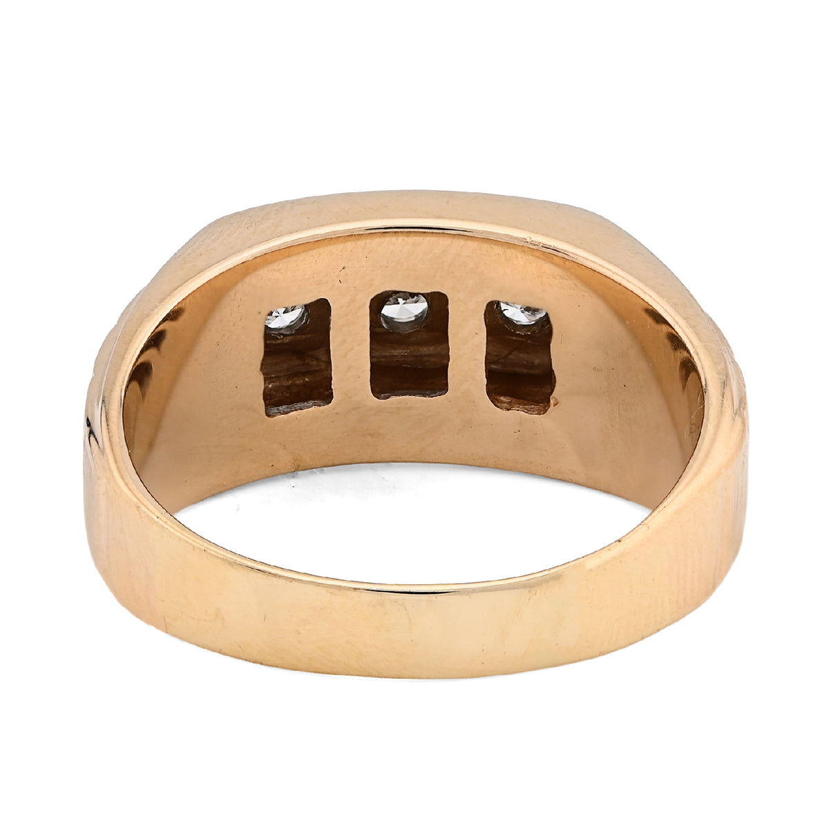 10K Yellow Gold 0.9CT 3 Diamond Solitaire Centre Men President's Ring — view 5