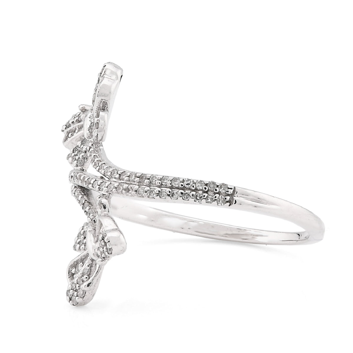 925 SS 0.23CT Natural Diamond Split Shank Butterfly Ring Women Band  — view 4