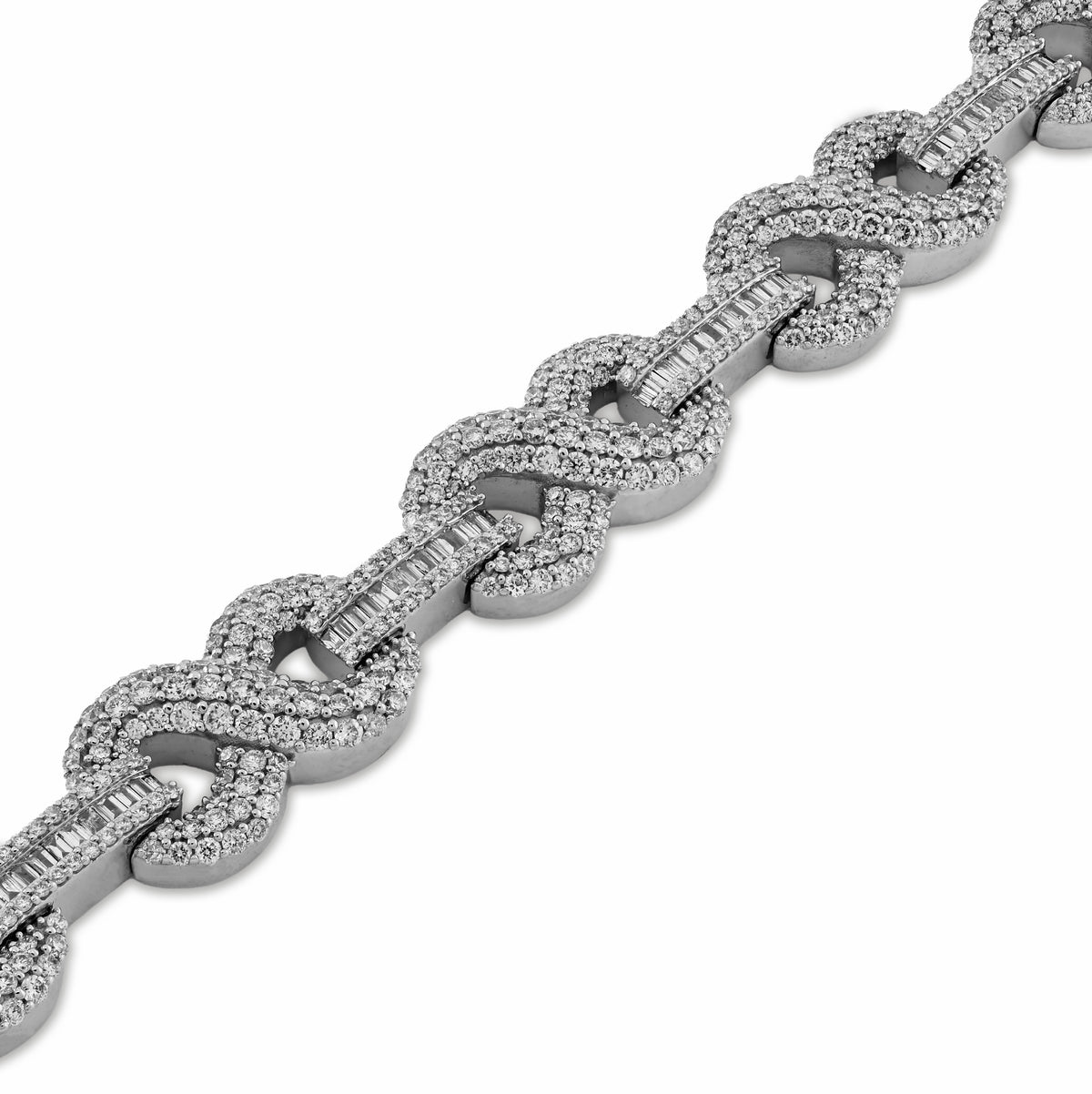 10K White Gold 6.83CT natural Diamond 9MM Infinity Link Bracelet 8" 32.9g — view 2