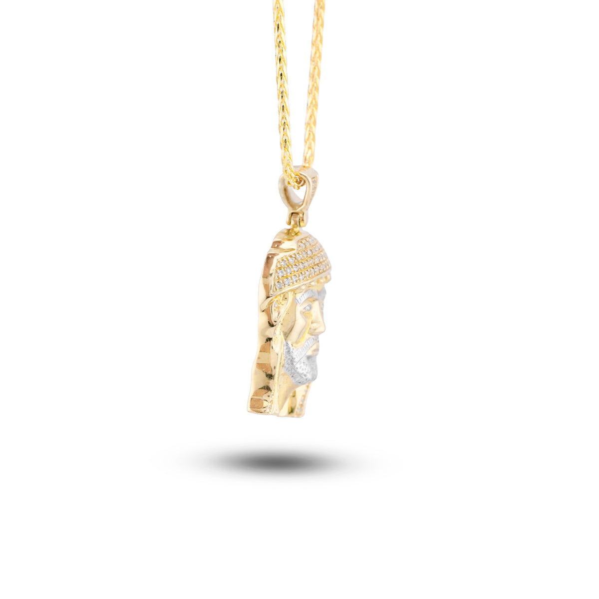 Jesus Head Charm 0.2ct Natural Diamond 10K Gold Men Women Pendant