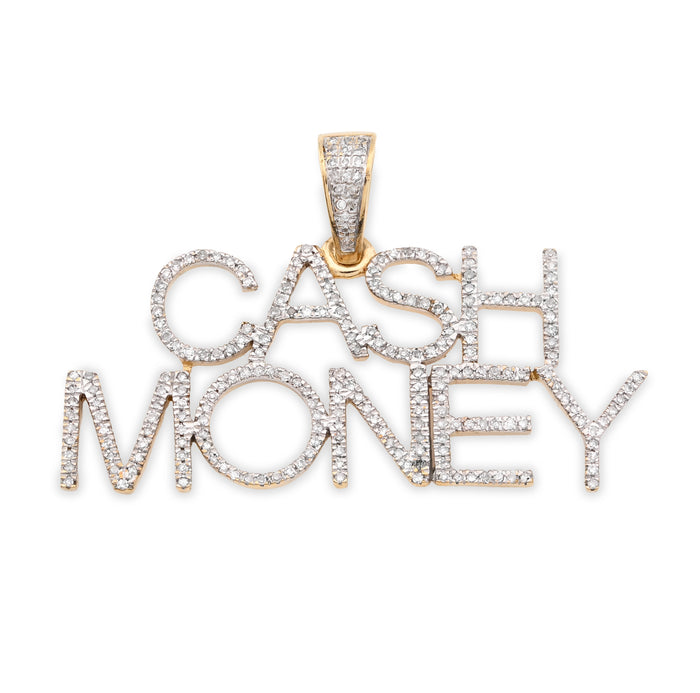 10K Yellow Gold 1CT "CASH MONEY" Natural Diamond Pendant Men Women Custom Charm — view 1