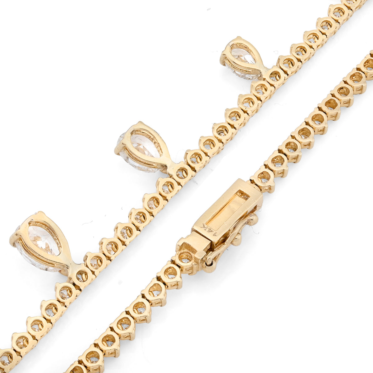 14K yellow Gold 9.52 CT Lab Diamond Solitaire Tennis Chain 17" Women 18.8 g Necklace — view 7