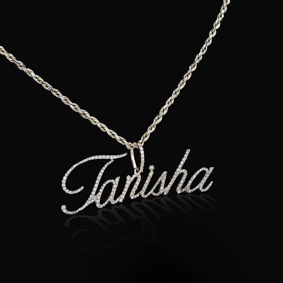 10K yellow Gold 1.25 CT Natural Diamond "TANISHA" Name Pendant 3.6 g Women Charm — view 6