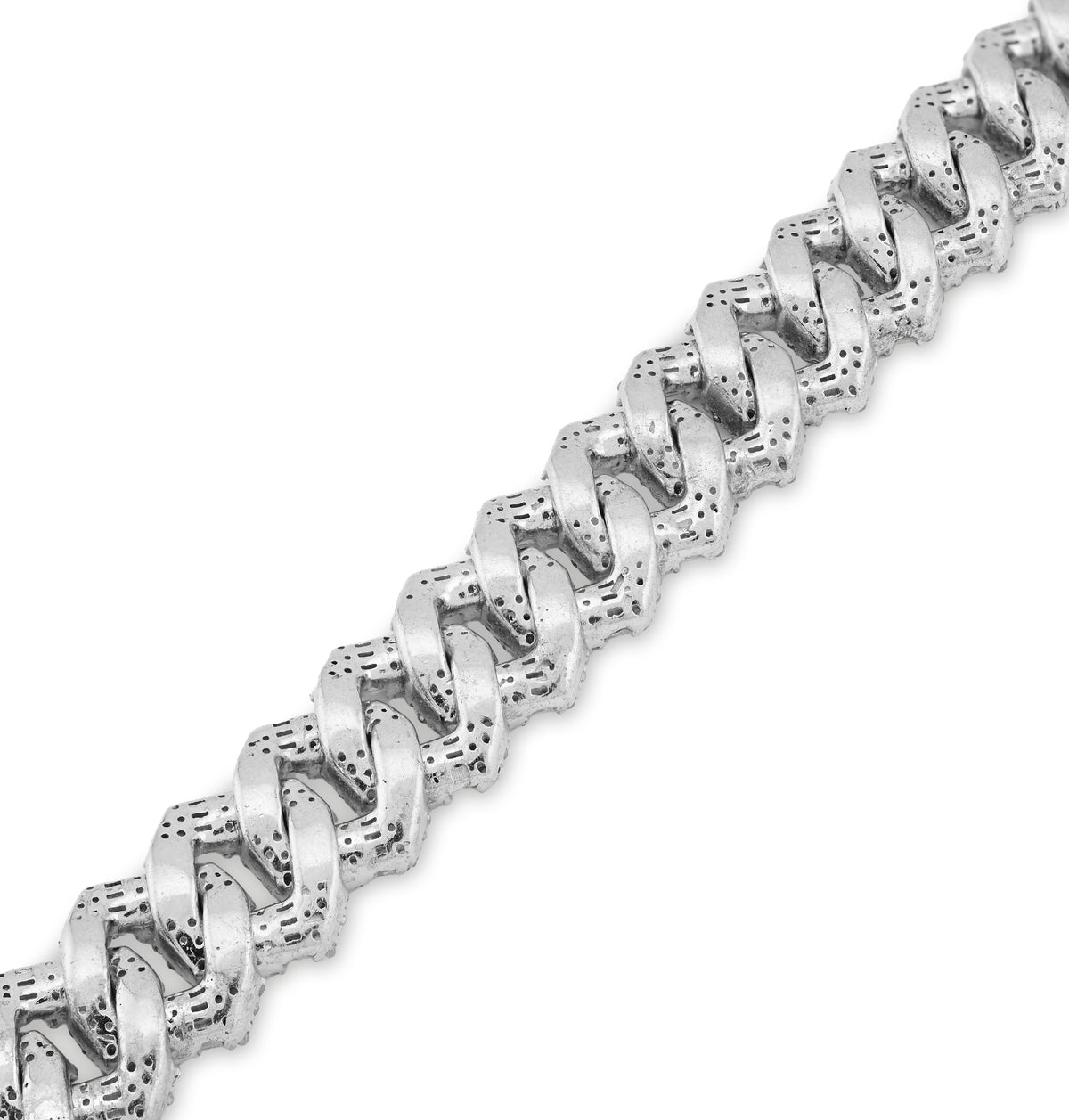 925 SS 6.19 CT Natural Diamond Round/Baguette 10MM Flat Cuban Link Bracelet 8" Men 29.6g — view 6
