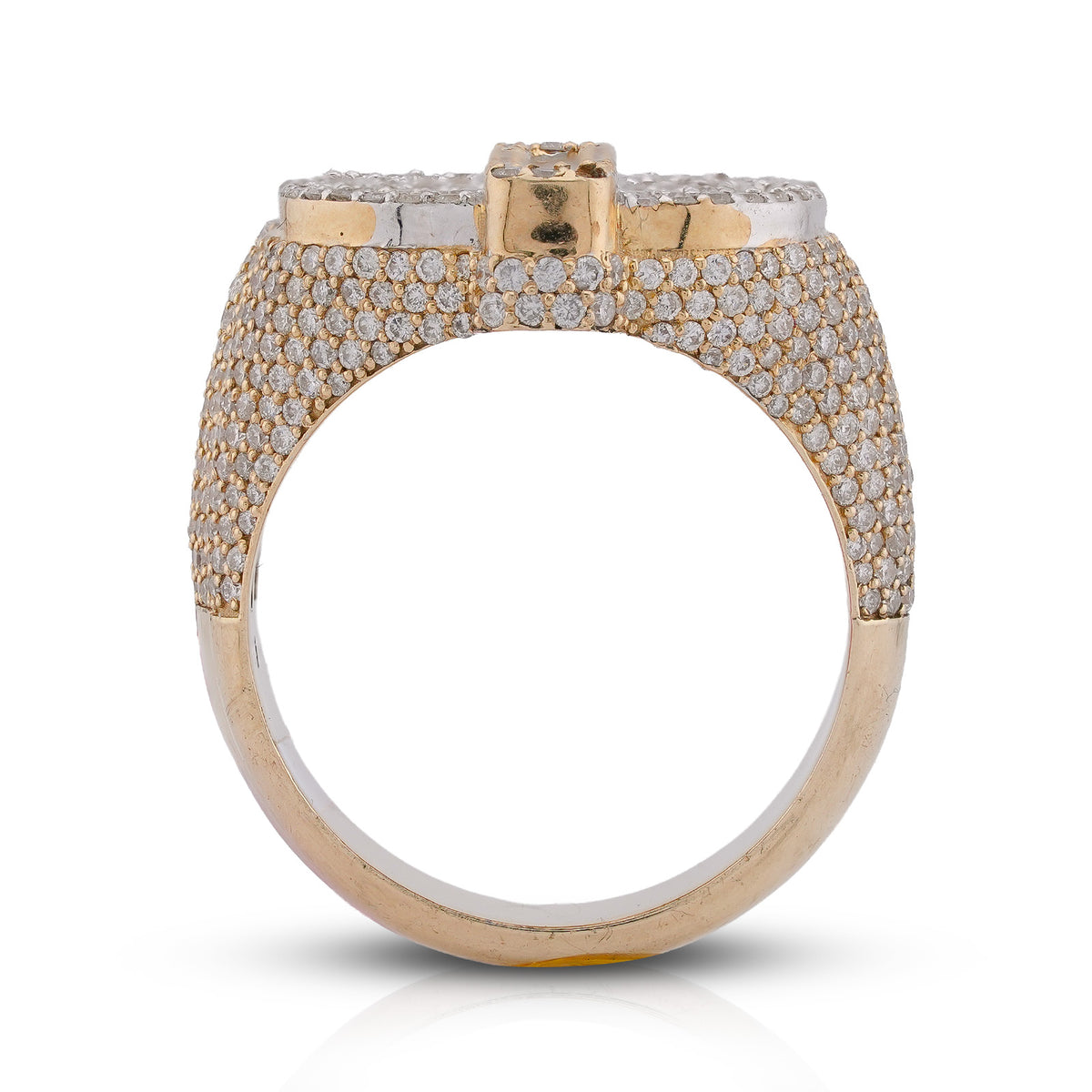 Dollar Sign Ring Baguette/ Round 3.3CT Natural Diamond 10K Gold Men Ring