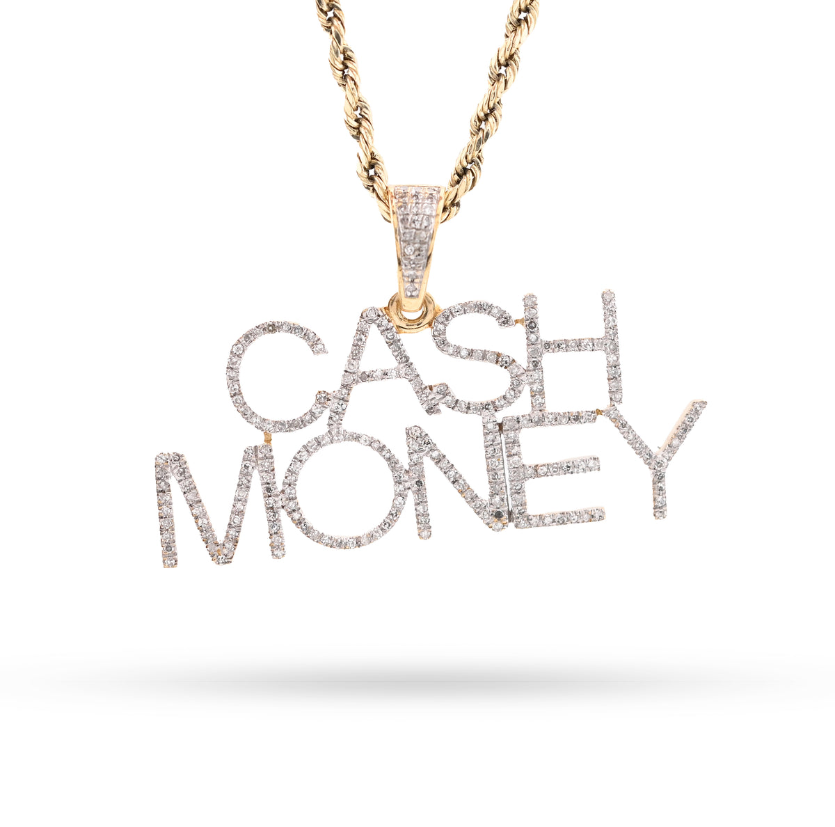 10K Yellow Gold 1CT "CASH MONEY" Natural Diamond Pendant Men Women Custom Charm — view 2