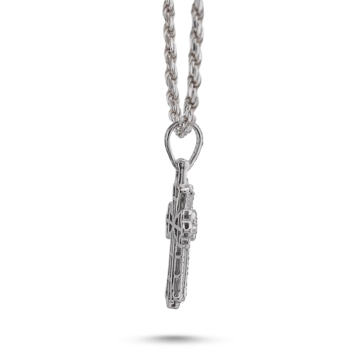 10K White Gold 0.60CT Natural Diamond Budded Cross Pendant — view 2