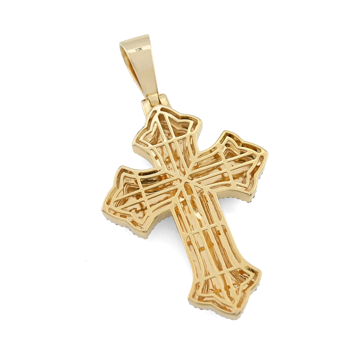 10K Yellow & White Gold 5 CT Natural Diamond Religious Cross Pendant Men Women Charm — view 3