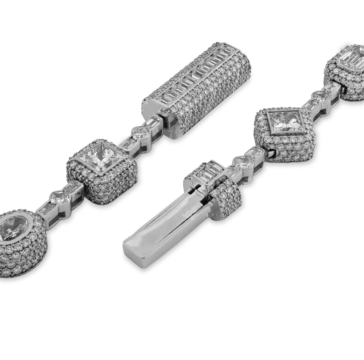 10K White Gold 58.02CT Lab Solitaire Diamond Chain Men Women — view 4