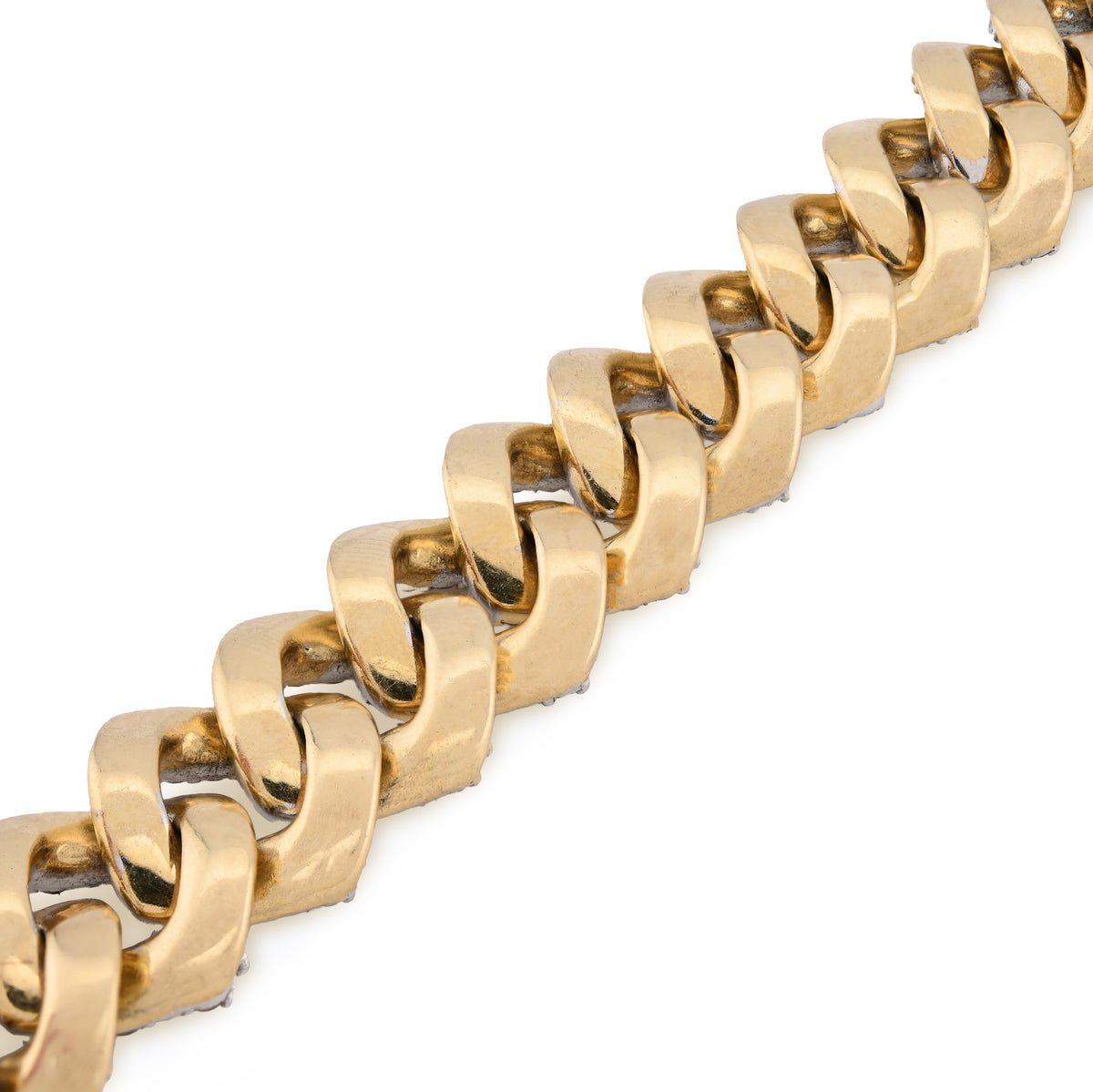 10K Yellow Gold 13CT Natural Diamond 14MM Cuban Link Bracelet 8" Men Women 56.4g — view 16