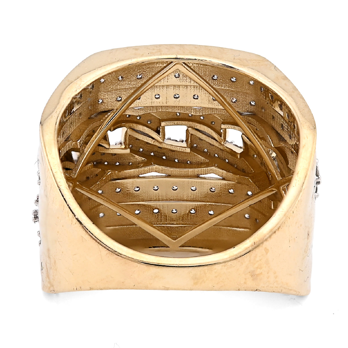 10K Yellow Gold Cuban Link 4 Row Men 1.98CT Natural Diamond Pinky Ring — view 7