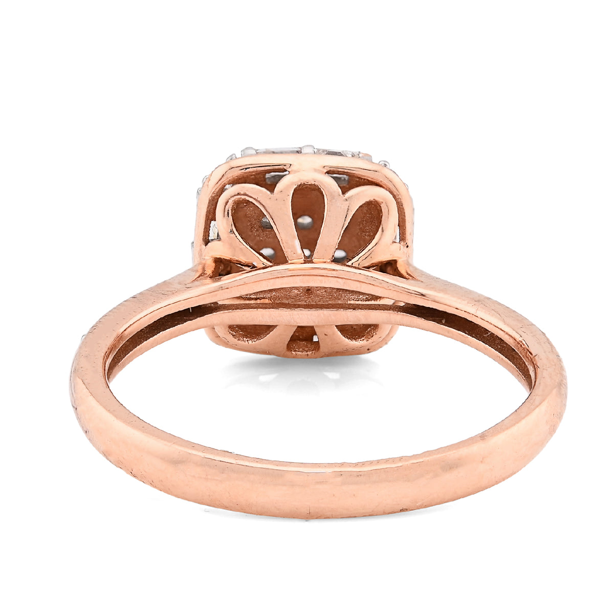 10K Rose Gold Women Square Natural Diamond 0.33CT Round/Baguette Ring — view 3