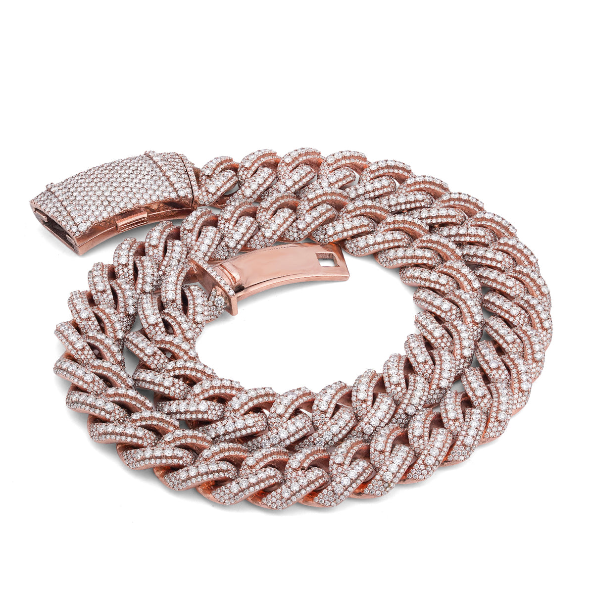 10K Rose Gold 60.58CT Round Cuban link natural Diamond 203 Grams Chain Men 15MM 22" Necklace — view 9