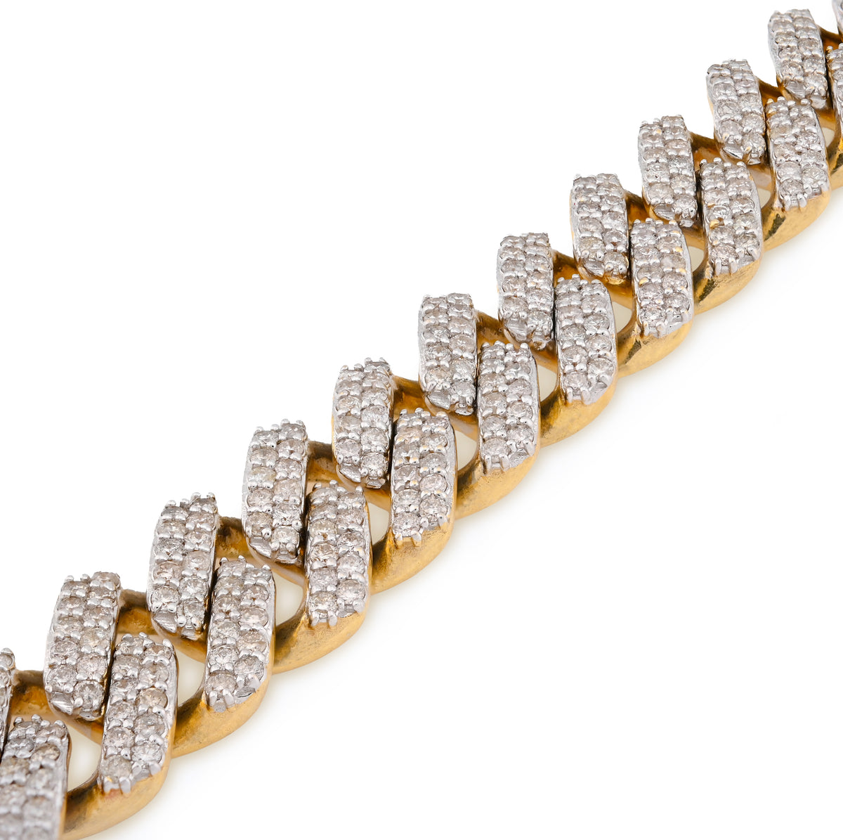 10K Yellow Gold 13CT Natural Diamond 14MM Cuban Link Bracelet 8" Men Women 56.4g — view 5