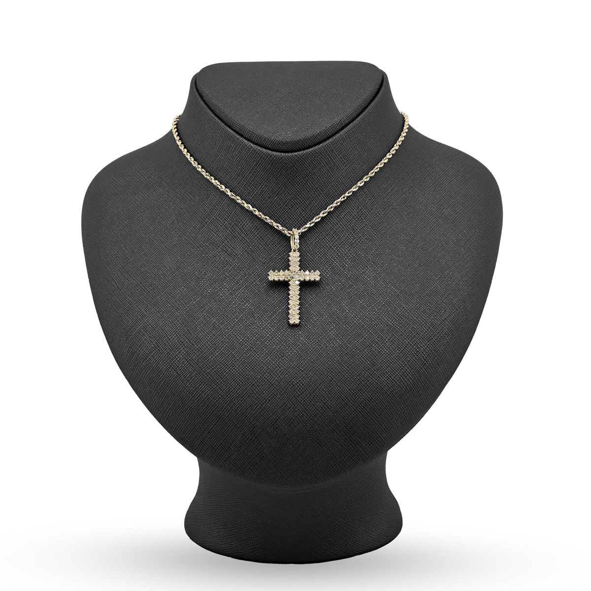 10K yellow Gold 1.2 CT Natural Diamond Religious Cross Pendant Men Women Charm — view 4