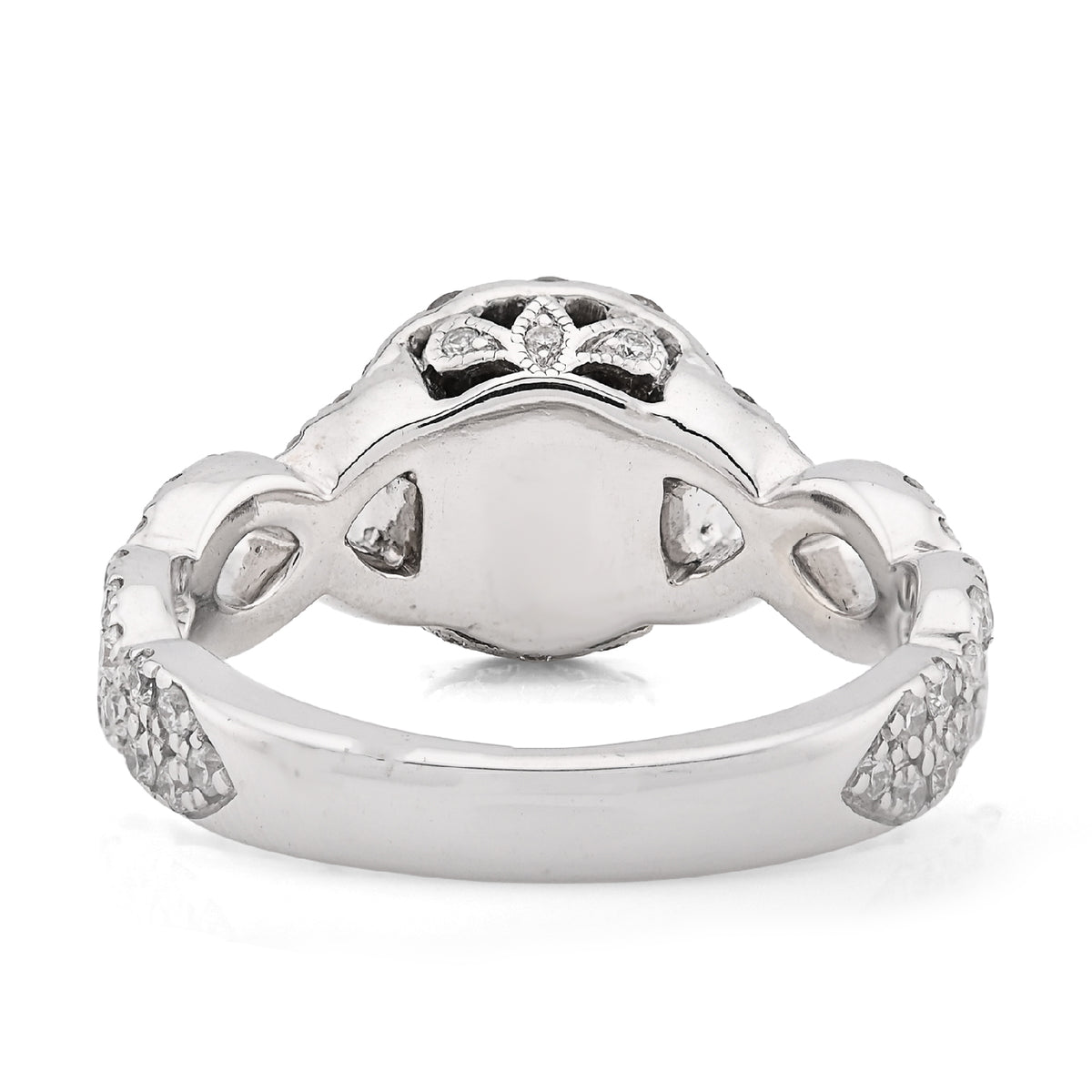 14K White Gold Women 2CT Round Solitaire Natural Diamond Infinity link Wedding Ring — view 3