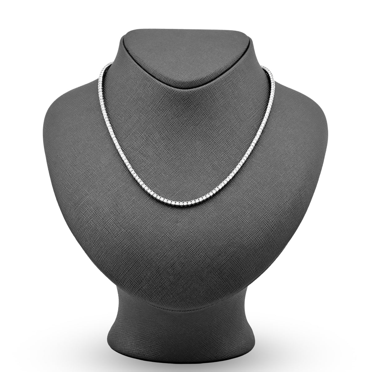 925 SS 9CT Lab Diamond Tennis Chain Men Women Necklace 16" — view 1