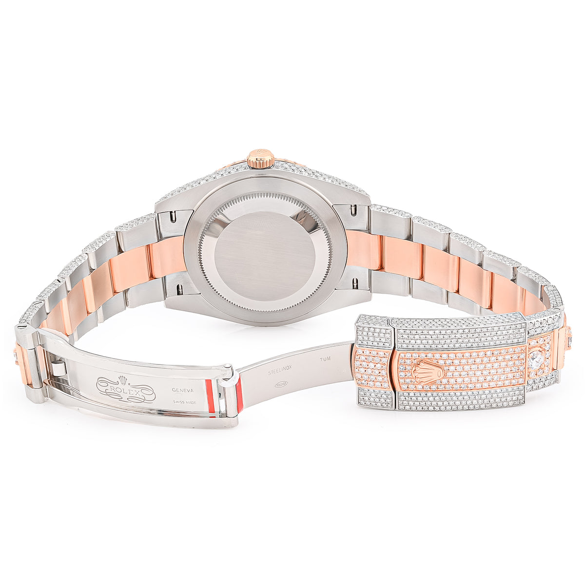 41MM Rolex DJ 20.5CT Natural Diamond 10 Pointers 2 Tone Rose & White Bussdown Roman Numeral Oyster Band Watch — view 4