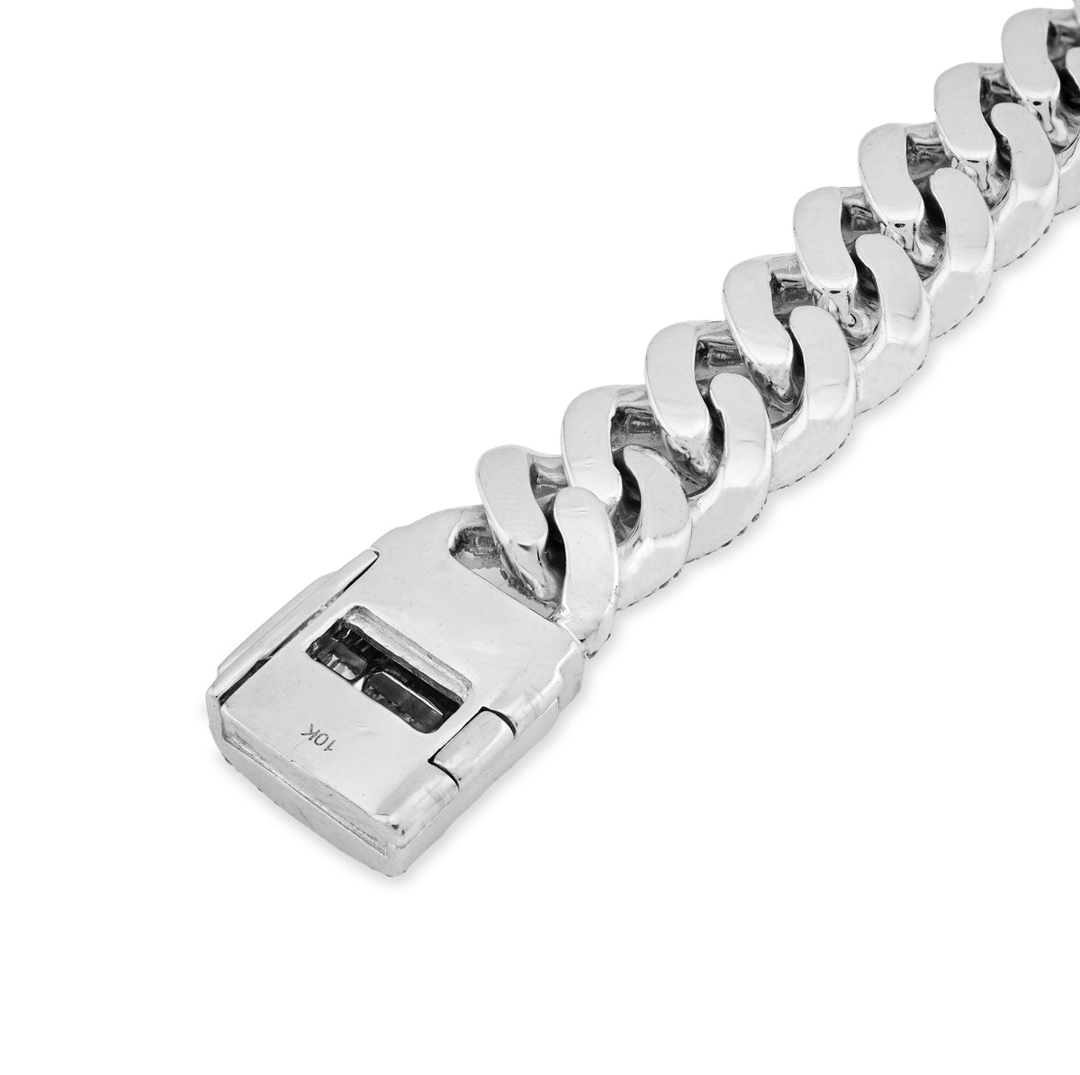10K White Gold 6.75CT natural Diamond Round/Baguette Cuban Link 11.5MM Bracelet 8" Men  — view 3