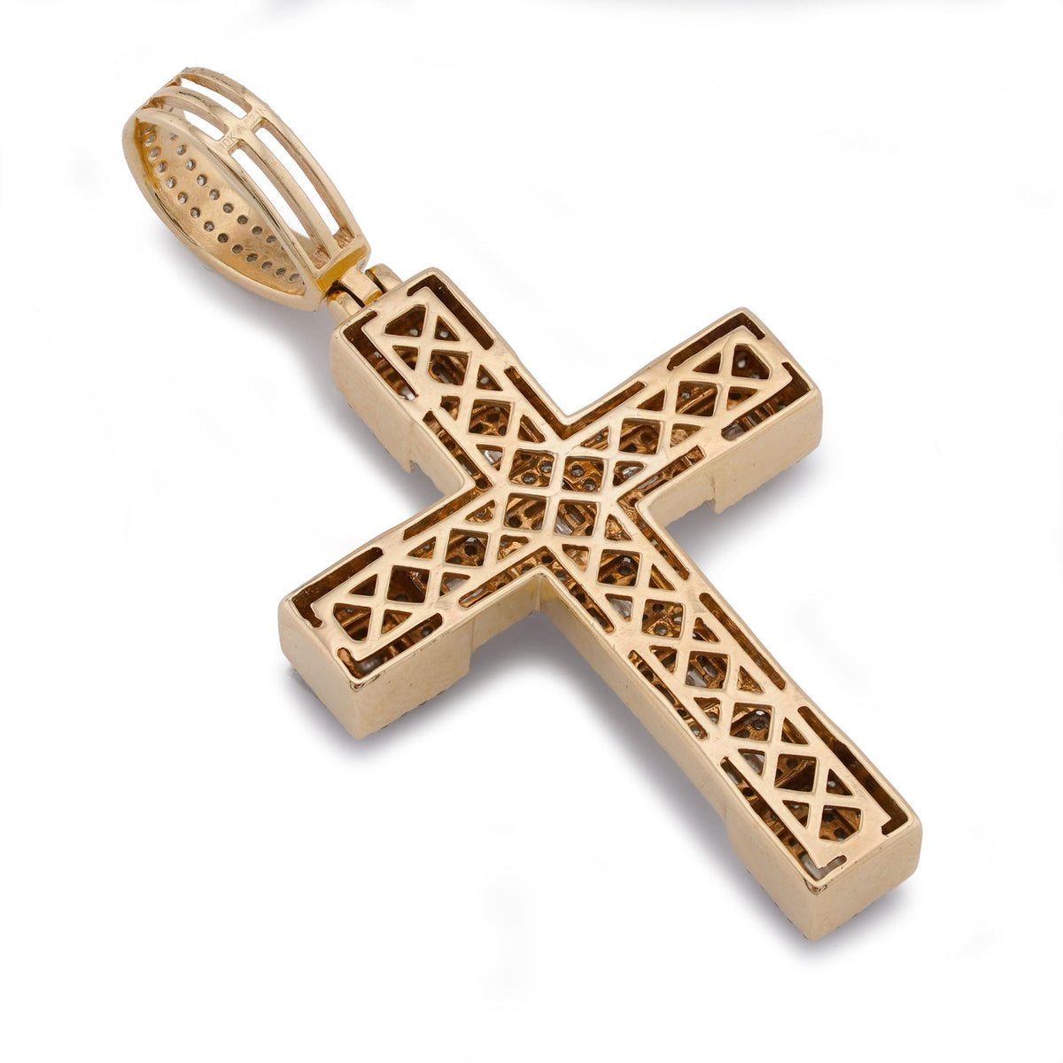 10K Yellow Gold 3CT Natural Diamond Baguette Cross Pendant Men Women Charm — view 6