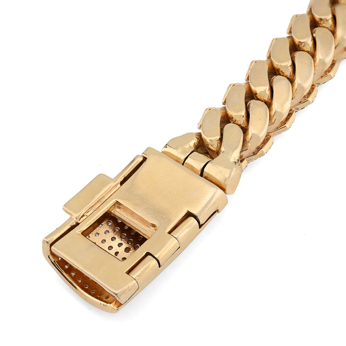 10K Yellow Gold 16.83CT Natural Diamond 92.30g 16MM Snake Cuban Link Men Bracelet 8"  — view 8