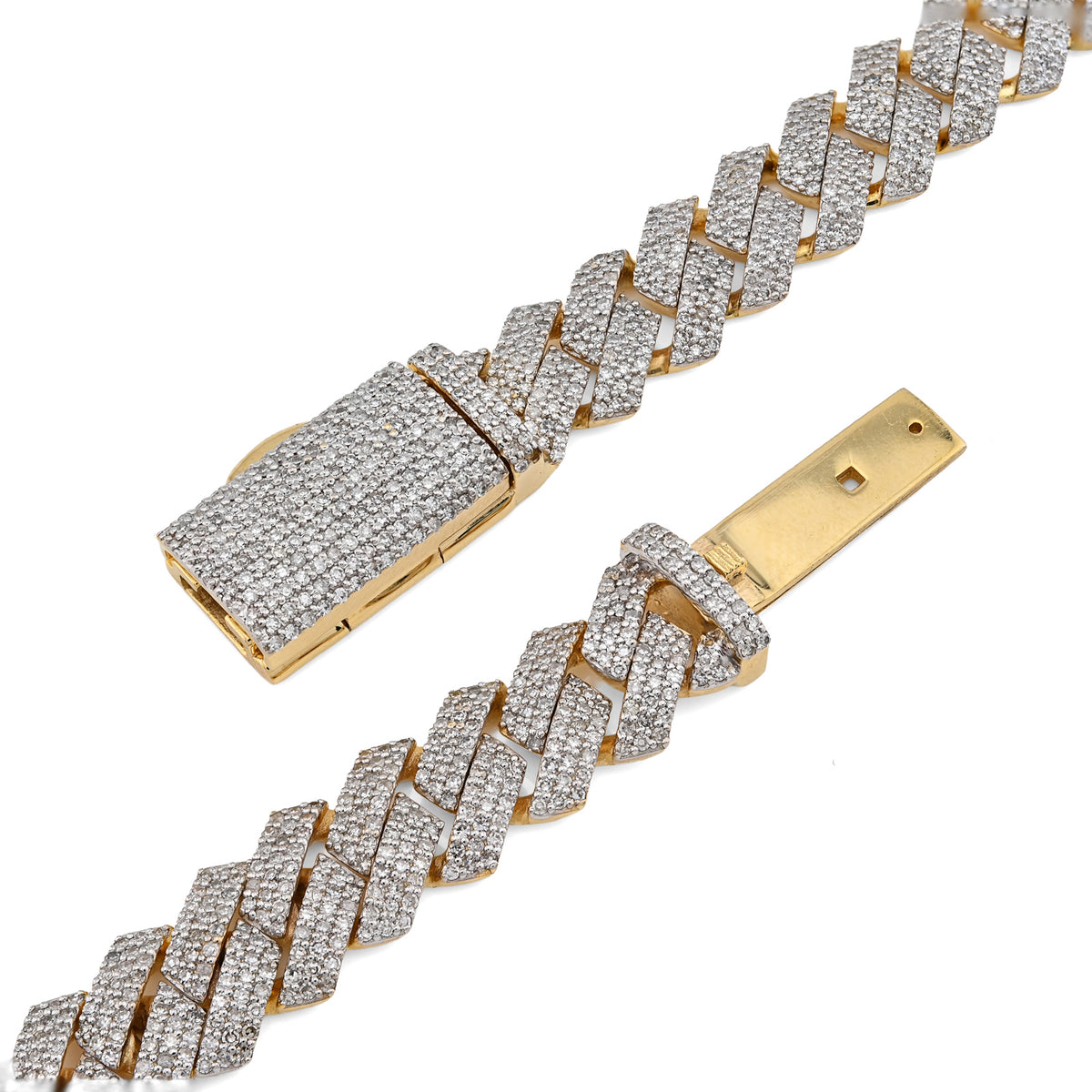 10K yellow Gold 10 CT Natural Diamond Cuban Chain 10 MM Men 24" Necklace 86.1 g — view 4