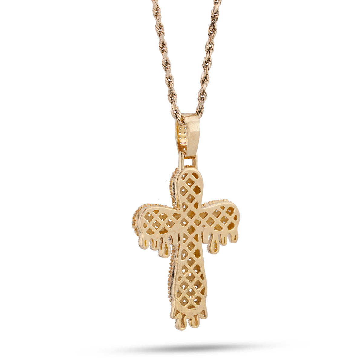 Cross Drip Pendant 10K 3.15ctw Natural Diamond Pendant Mens Womens Charm
