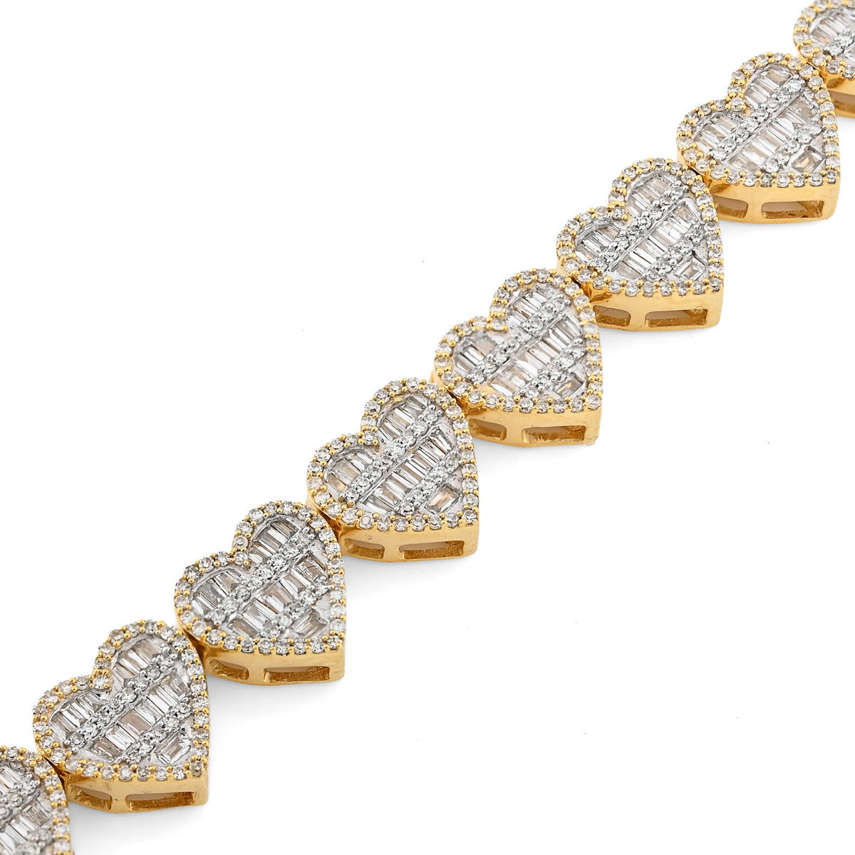10K Yellow Gold 2.59 Ct Natural Diamond Heart Shape 7.5MM Tennis Bracelet 7" Men Women 14.4g — view 2