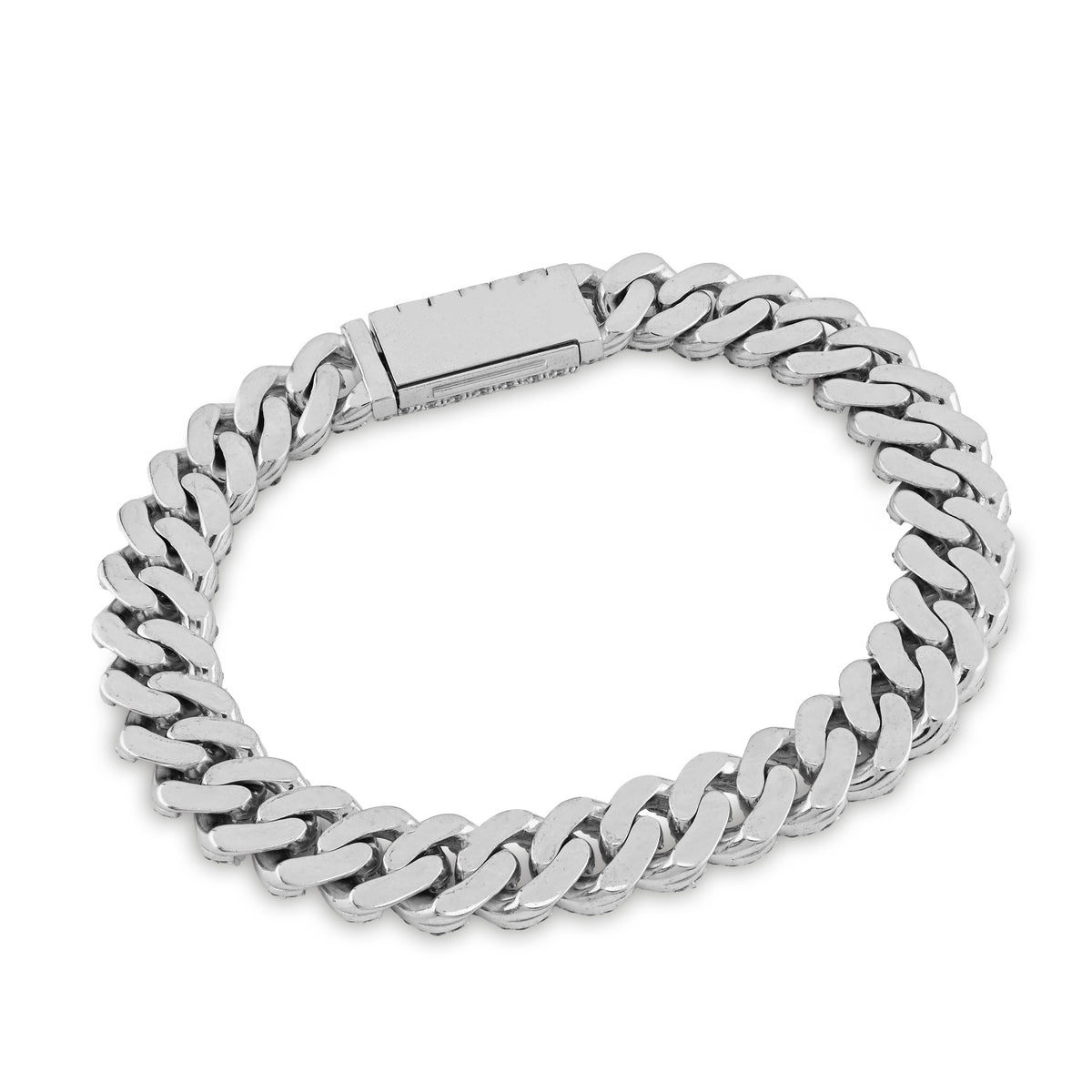 925 SS 9.50 CT Lab Diamond Cuban Link 10mM Chain 42.8g 8" Men Women Bracelet — view 8