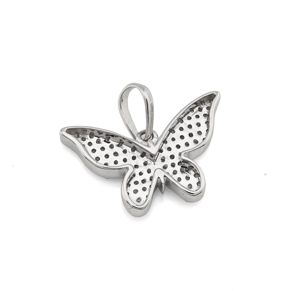 10K White Gold 0.26CT Natural Diamond Butterfly pendant Women Charm — view 5